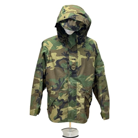 US Military ECWCS Cold Weather Parka Field Jacket Woodland Camo Large Short - Picture 1 of 12
